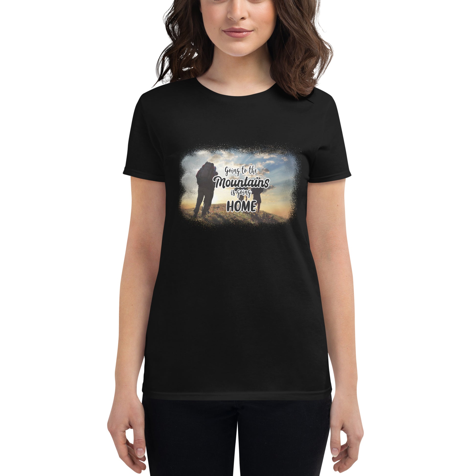 Going to the Mountains is Going Home Women’s Motivational Black T-Shirt
