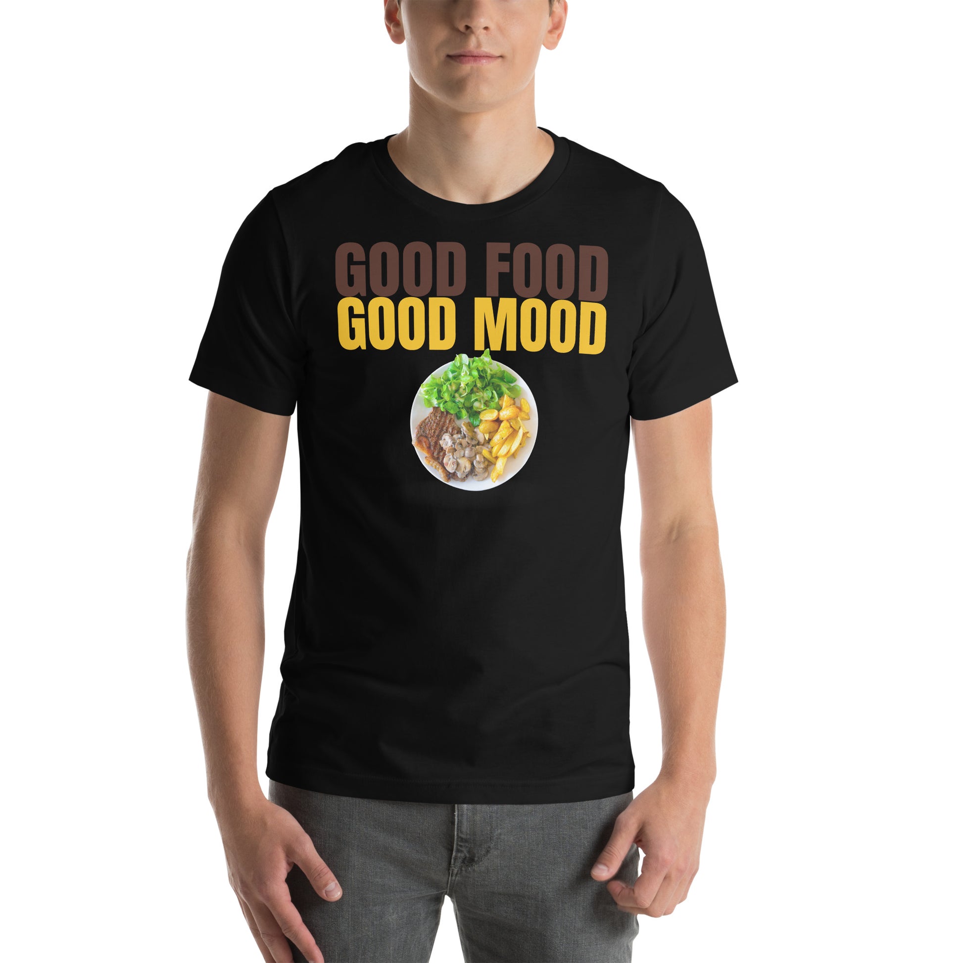 Good Food, Good Mood Men's Motivational Black T-Shirt