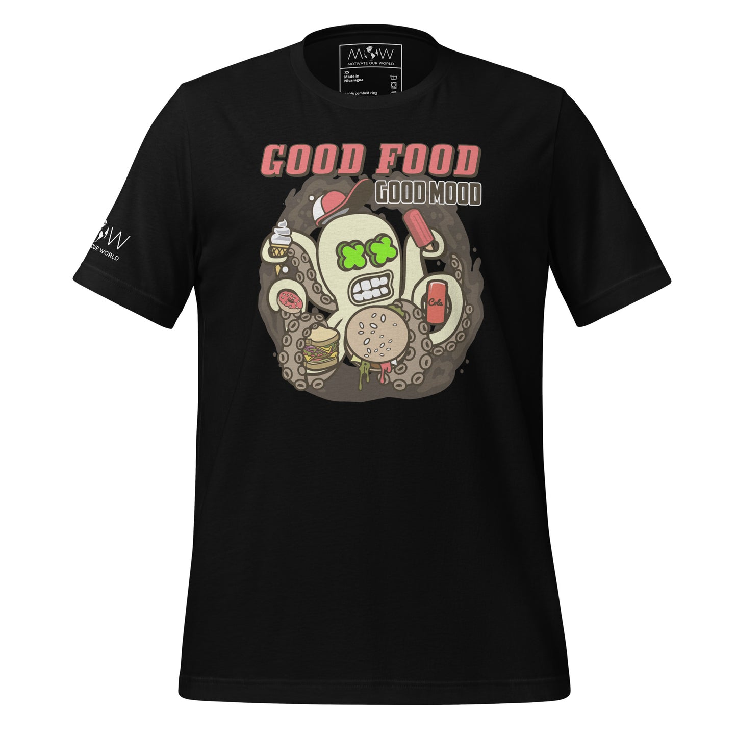 "Good Food, Good Mood" Men's Motivational Black T-Shirt