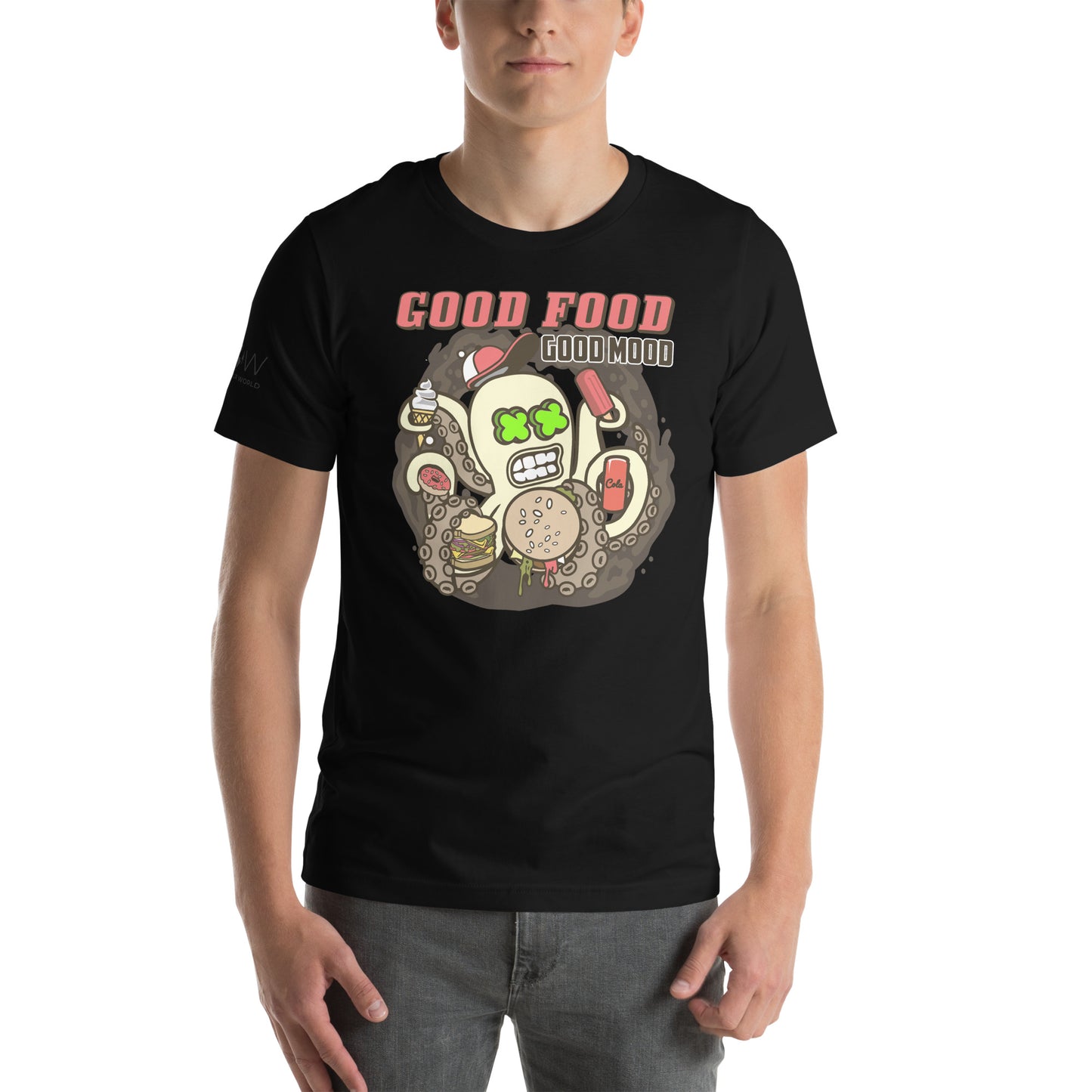 "Good Food, Good Mood" Men's Motivational Black T-Shirt