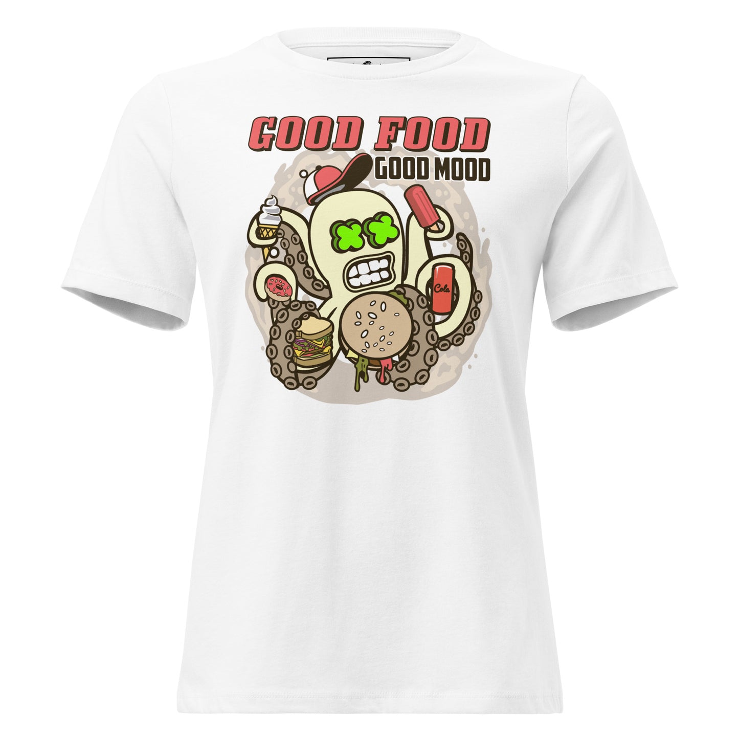 "Good Food, Good Mood" White Motivational Women’s T-Shirt