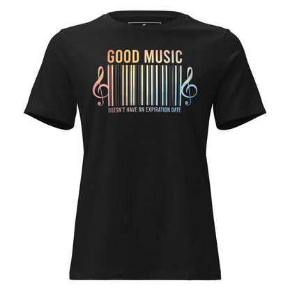 Good Music Doesn’t Have an Expiration Date - Barcode Black Motivational Women’s T-Shirt