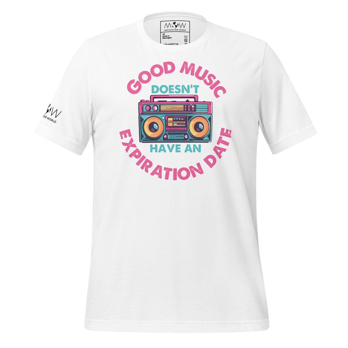 Good Music Doesn’t Have an Expiration Date - Boombox White Motivational Men's T-Shirt