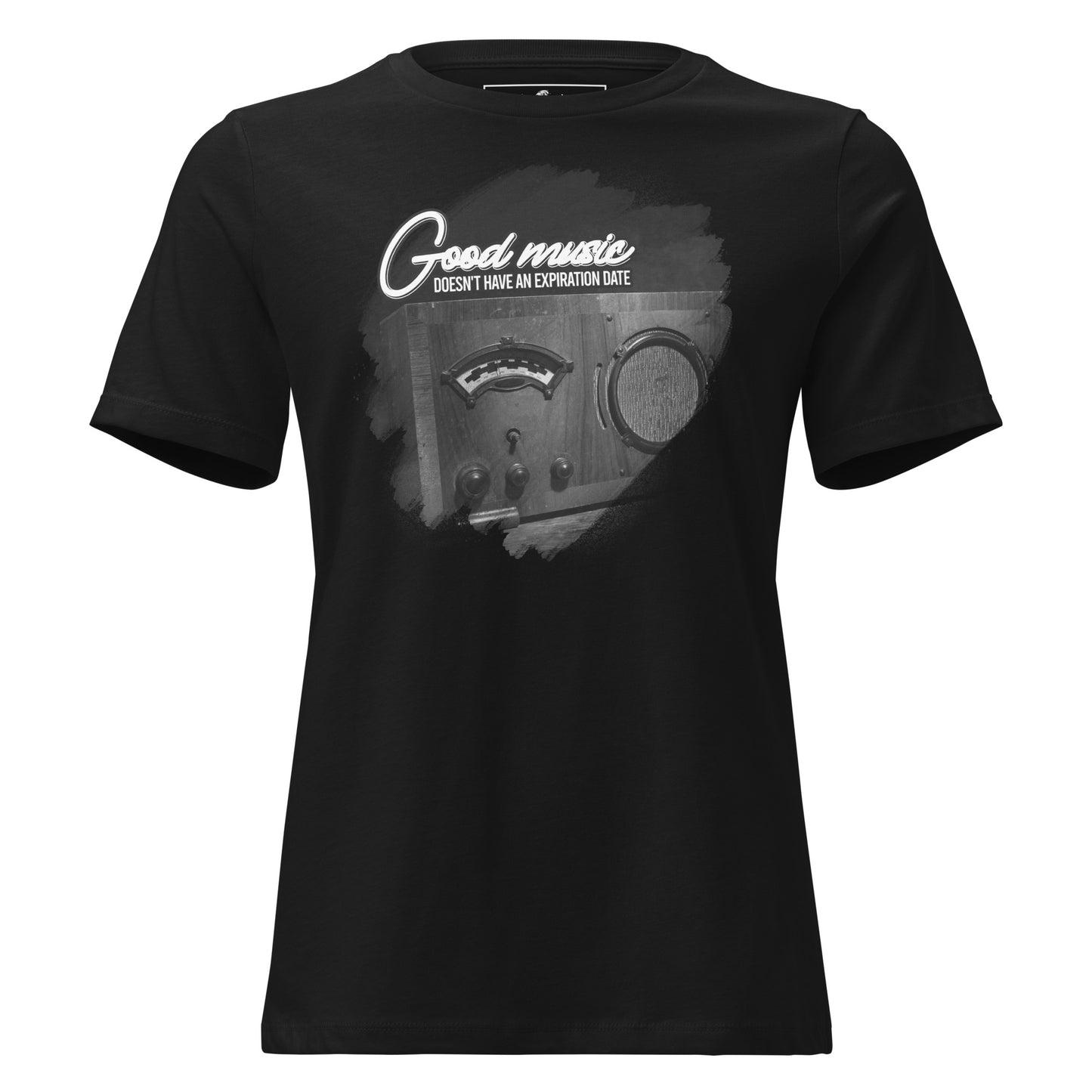 Good Music Doesn’t Have an Expiration Date - Retro Radio Black Motivational Women’s T-Shirt