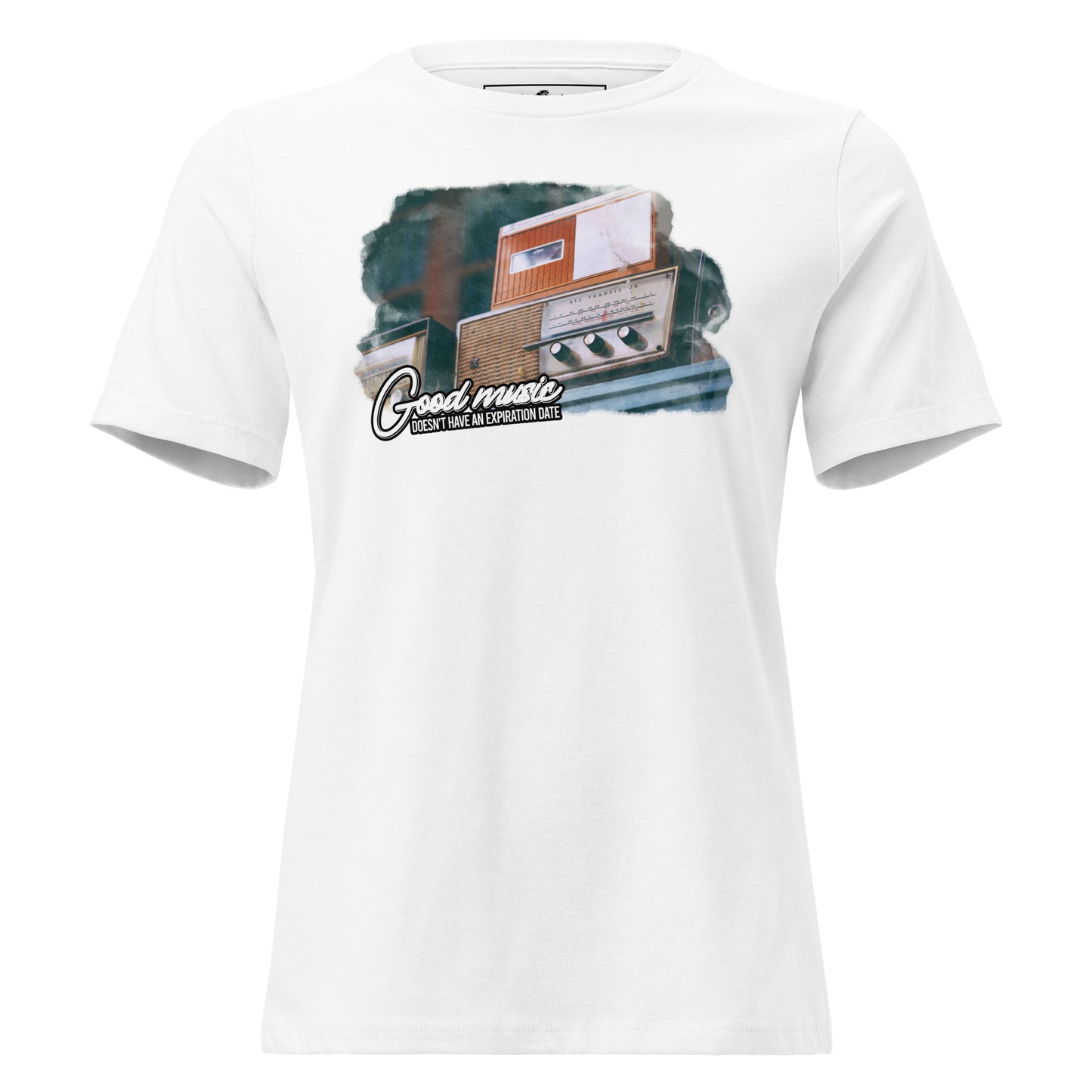 Good Music Doesn’t Have an Expiration Date - Vintage Radio White Motivational Women’s T-Shirt