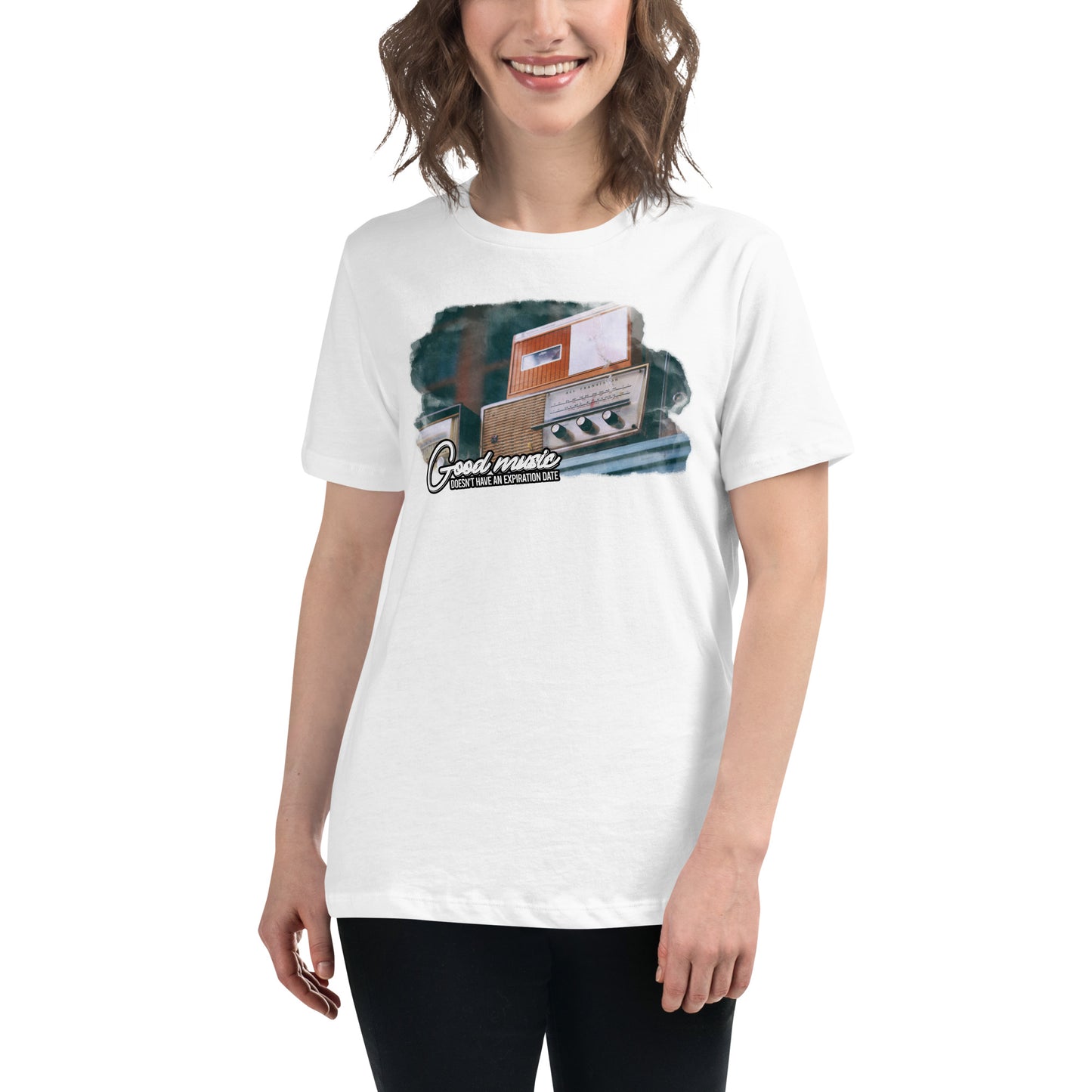 Good Music Doesn’t Have an Expiration Date - Vintage Radio White Motivational Women’s T-Shirt Lifestyle