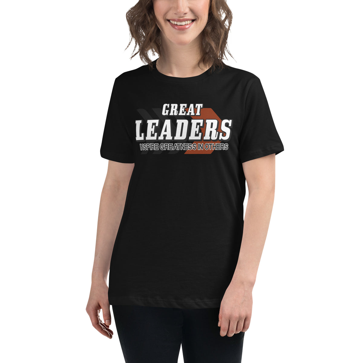 Great Leaders Inspire Greatness Black Motivational Women’s T-Shirt Lifestyle