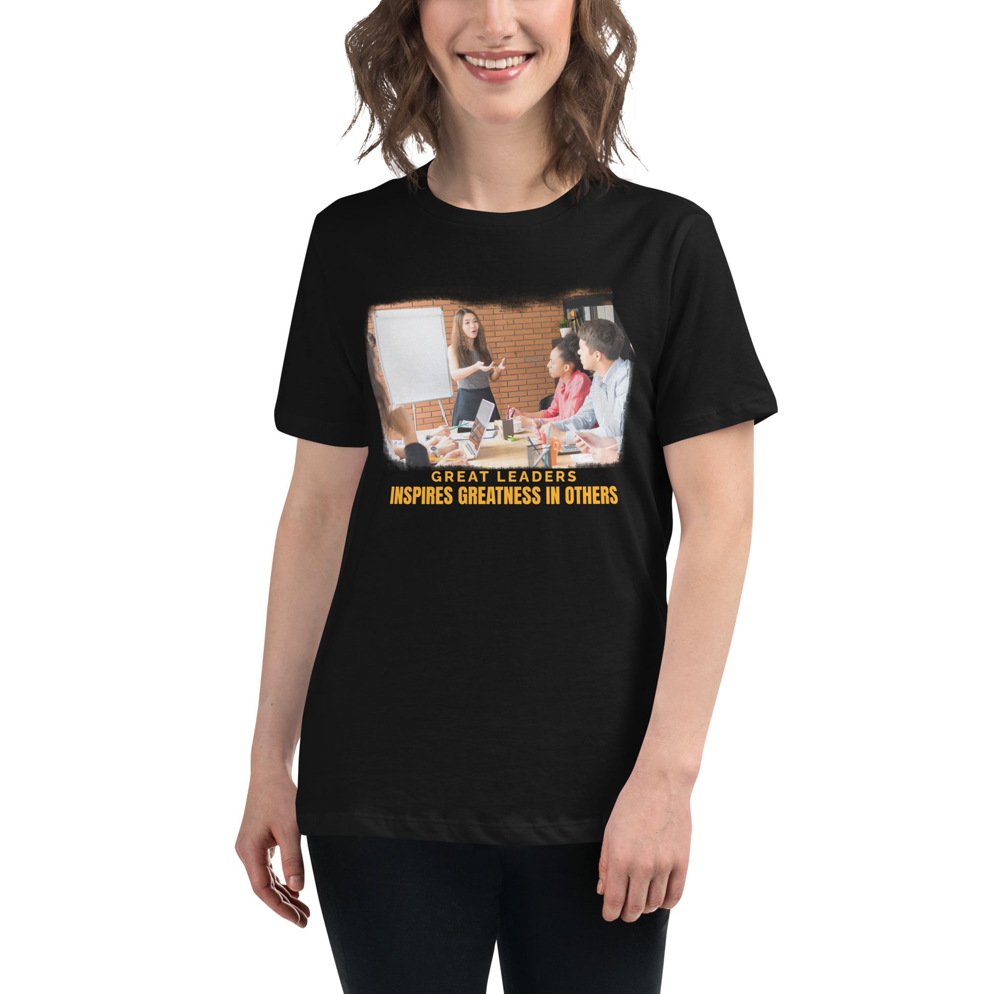 Great Leaders Inspire Greatness Workplace Black Motivational Women’s T-Shirt Lifestyle