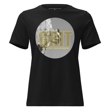 Grit: Made Up of Hustle, Passion, and Perseverance Black Motivational Women’s T-Shirt