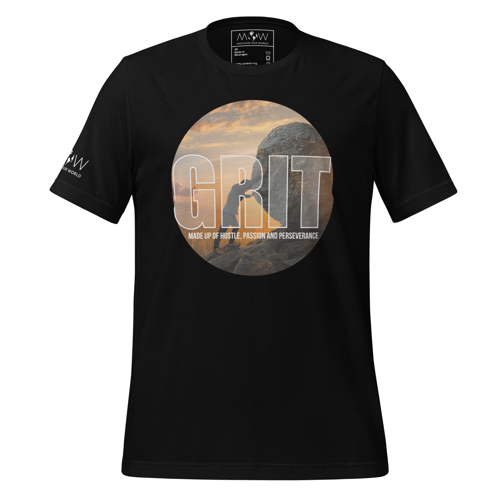 Grit: Made Up of Hustle, Passion, and Perseverance Men's Motivational Black T-Shirt