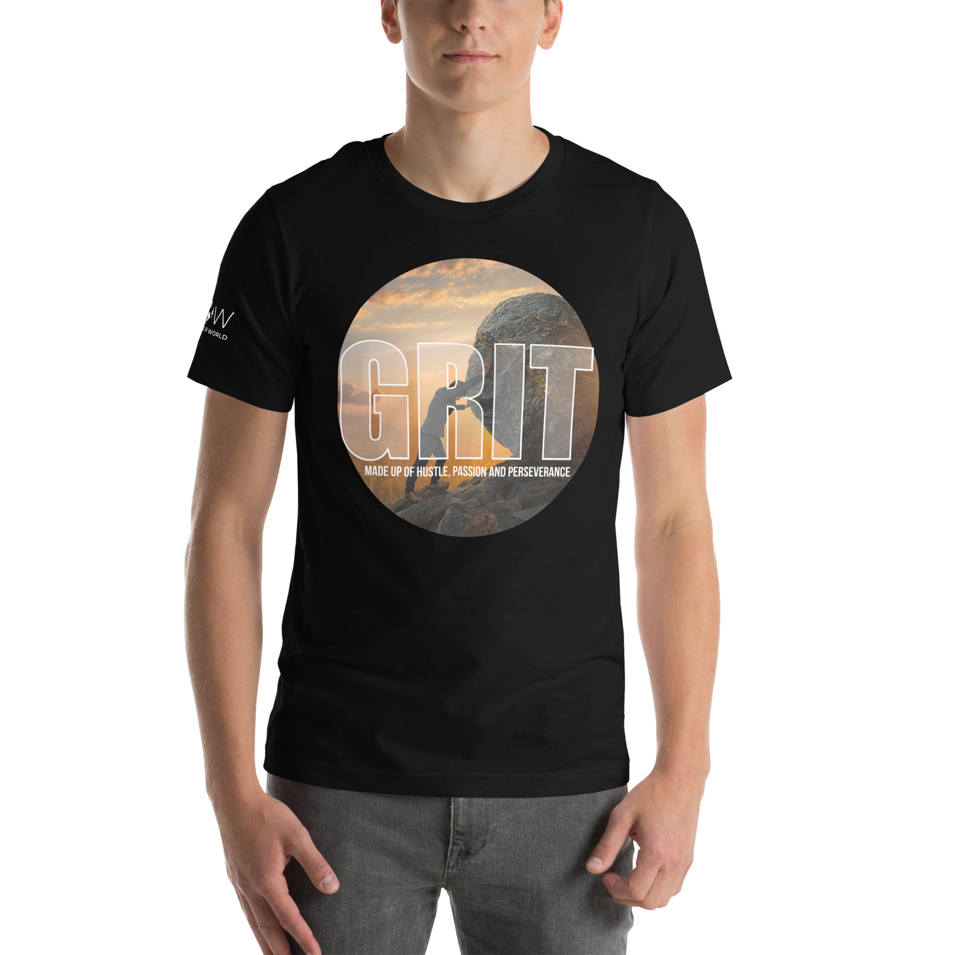 Grit: Made Up of Hustle, Passion, and Perseverance Men's Motivational Black T-Shirt
