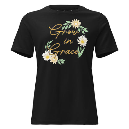 Grow in Grace - Black Motivational Women’s T-Shirt