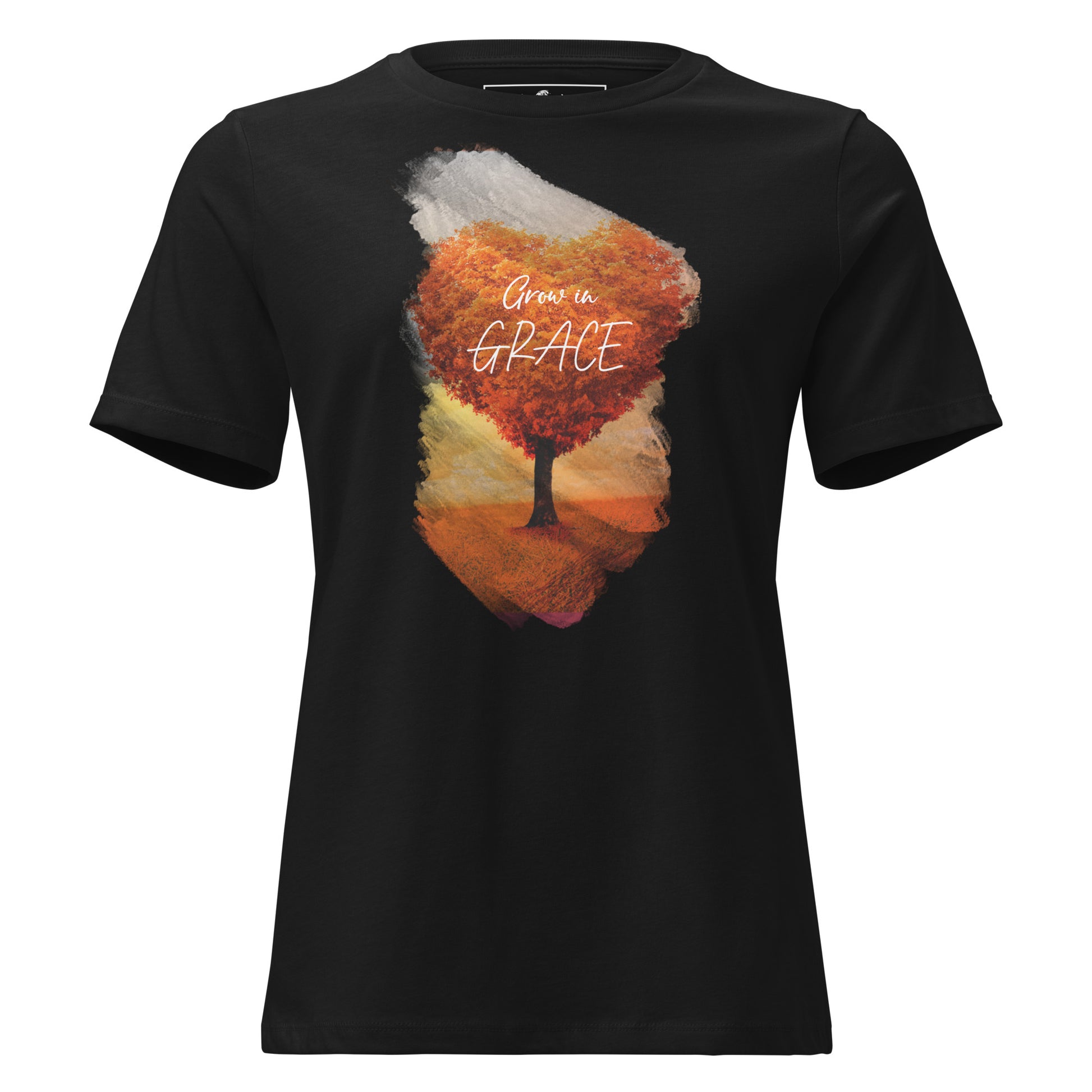 Grow in Grace - Heart Tree Black Motivational Women’s T-Shirt