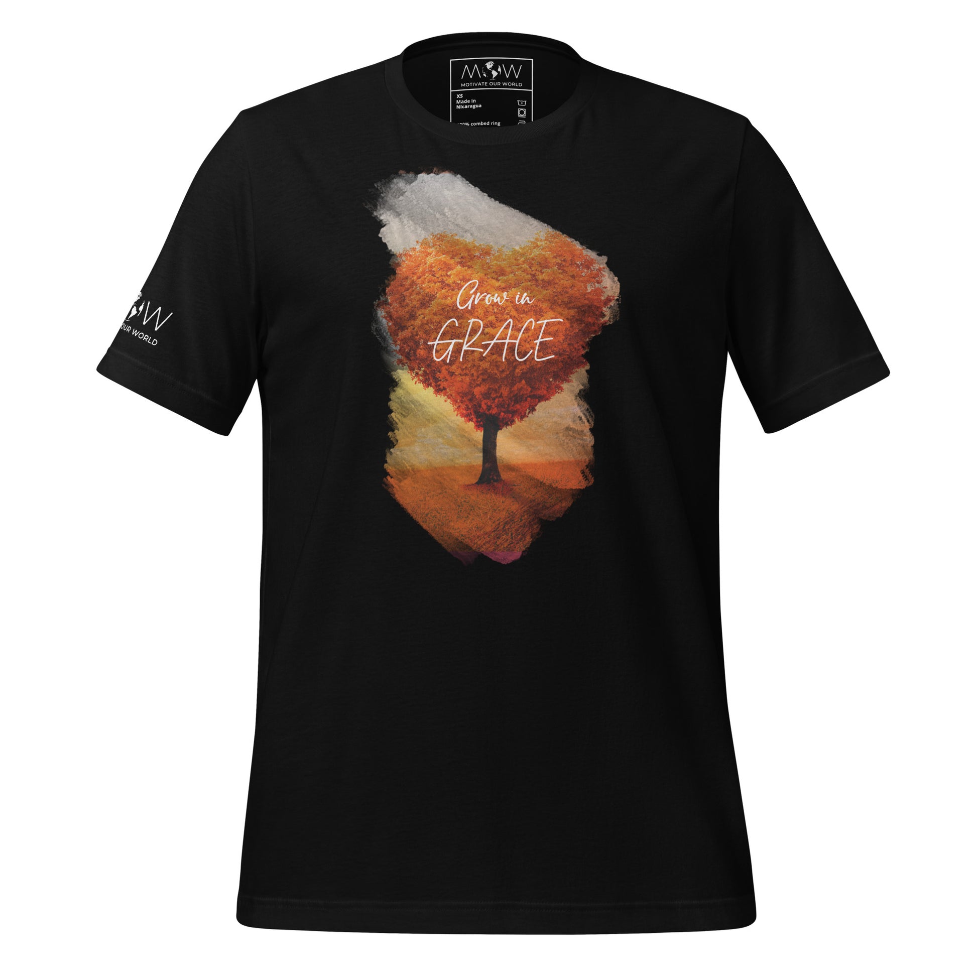 Grow in Grace - Heart Tree Men's Motivational Black T-Shirt