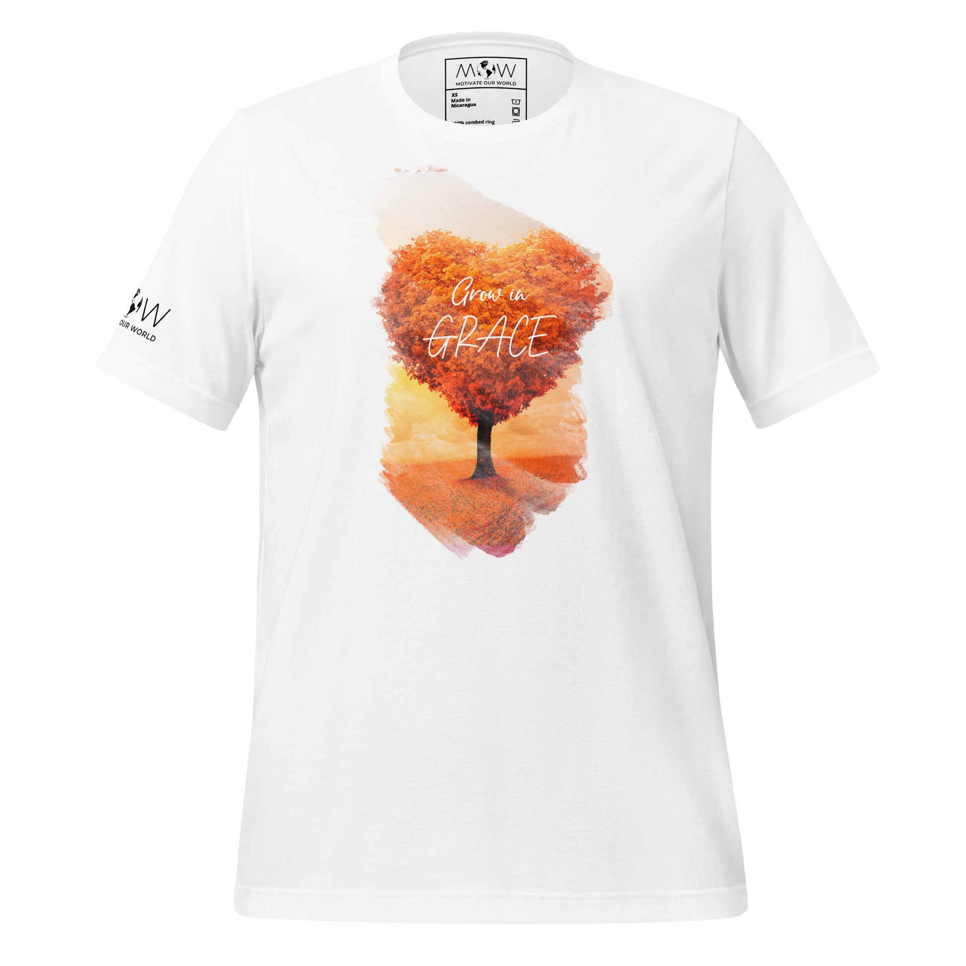 Grow in Grace - Heart Tree Men's Motivational White T-Shirt