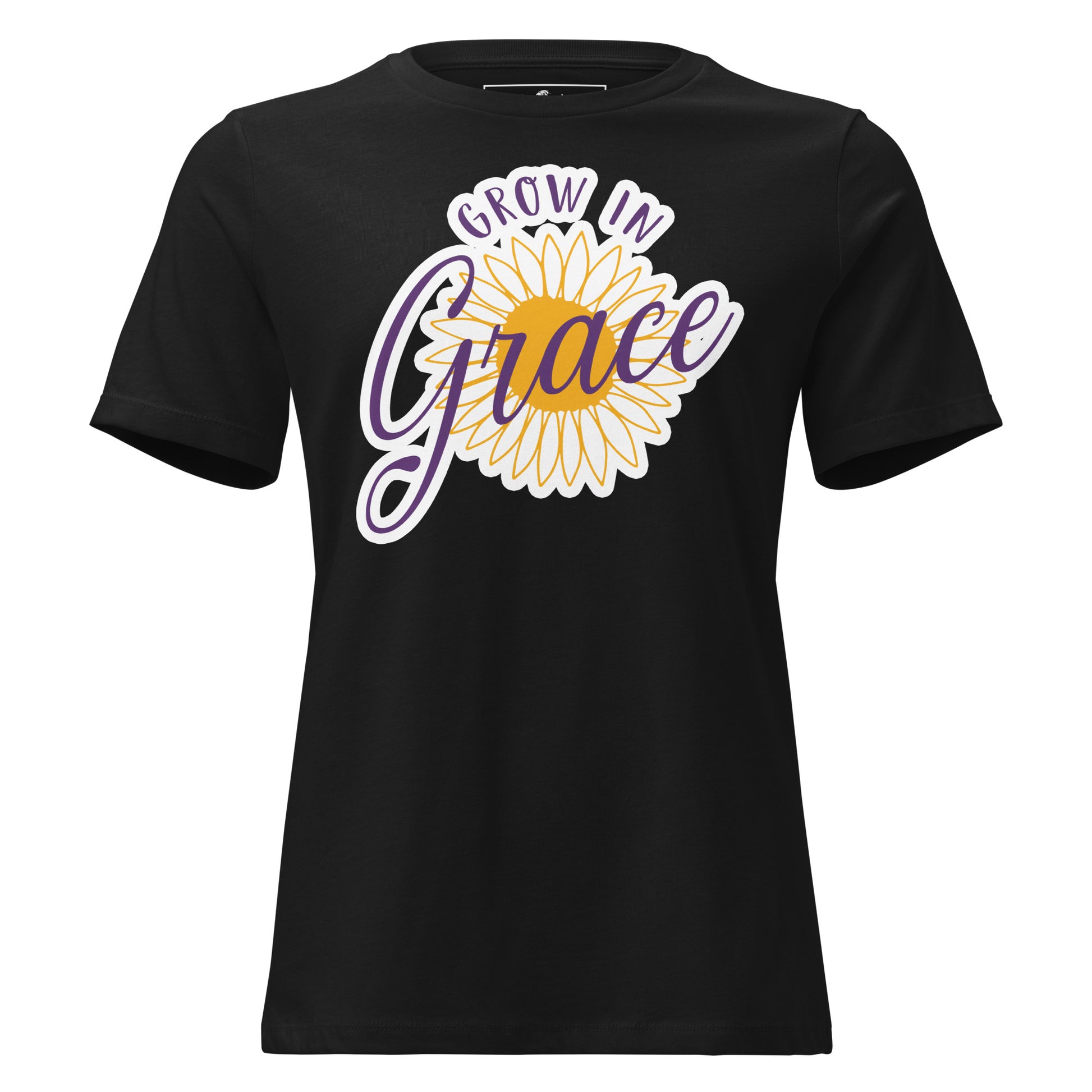 Grow in Grace - Sunflower Black Motivational Women’s T-Shirt
