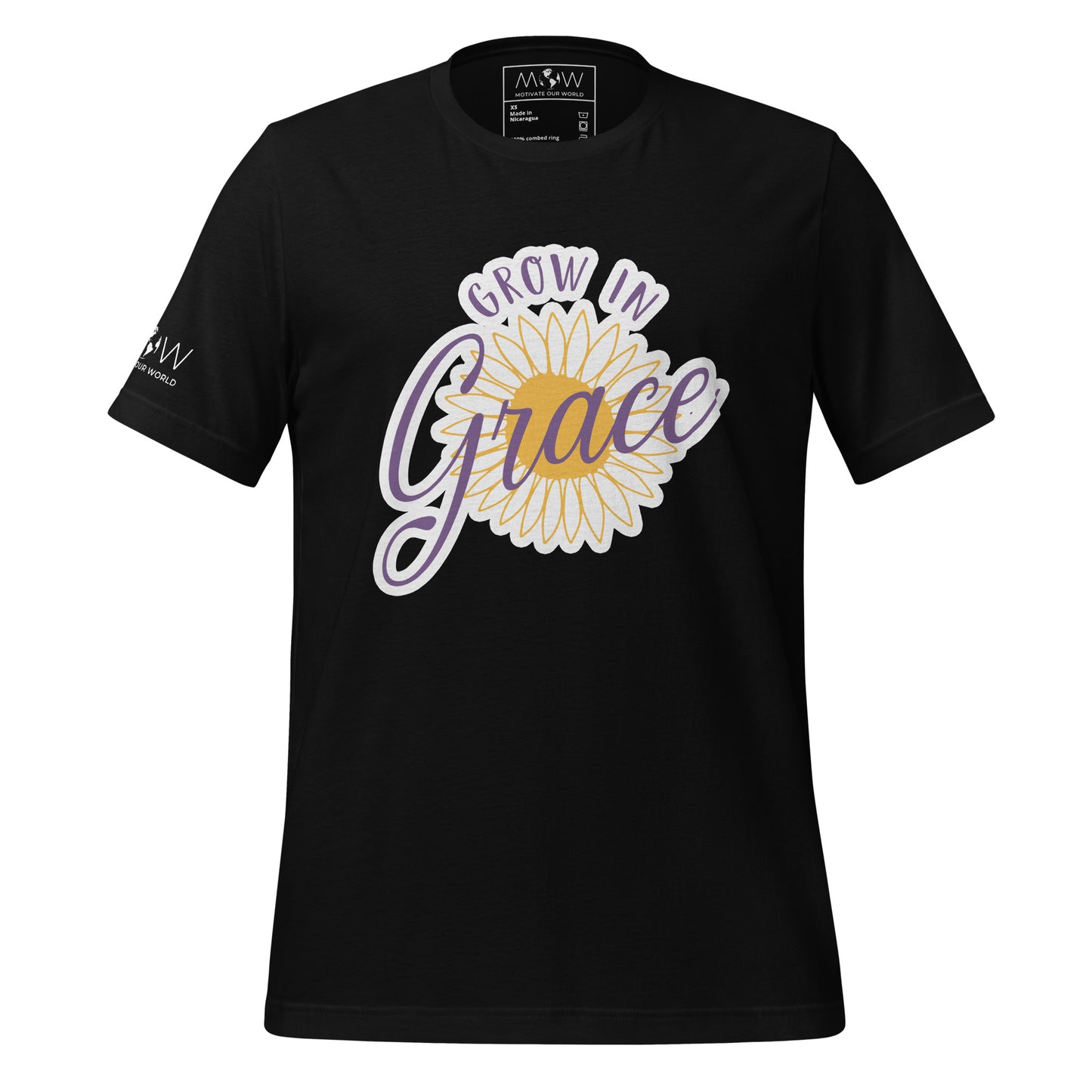 Grow in Grace - Sunflower Men's Motivational Black T-Shirt