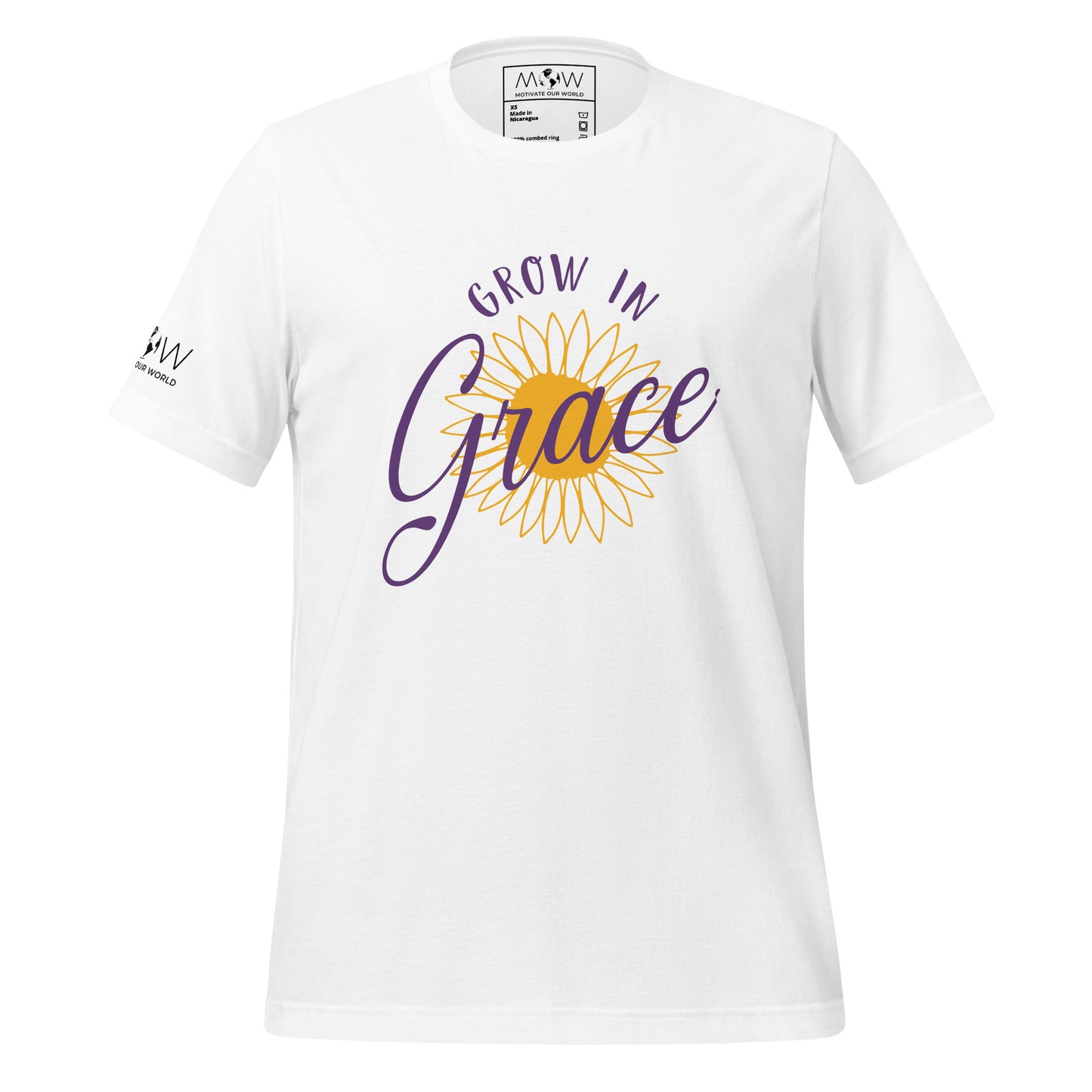 Grow in Grace - Sunflower Men's Motivational White T-Shirt