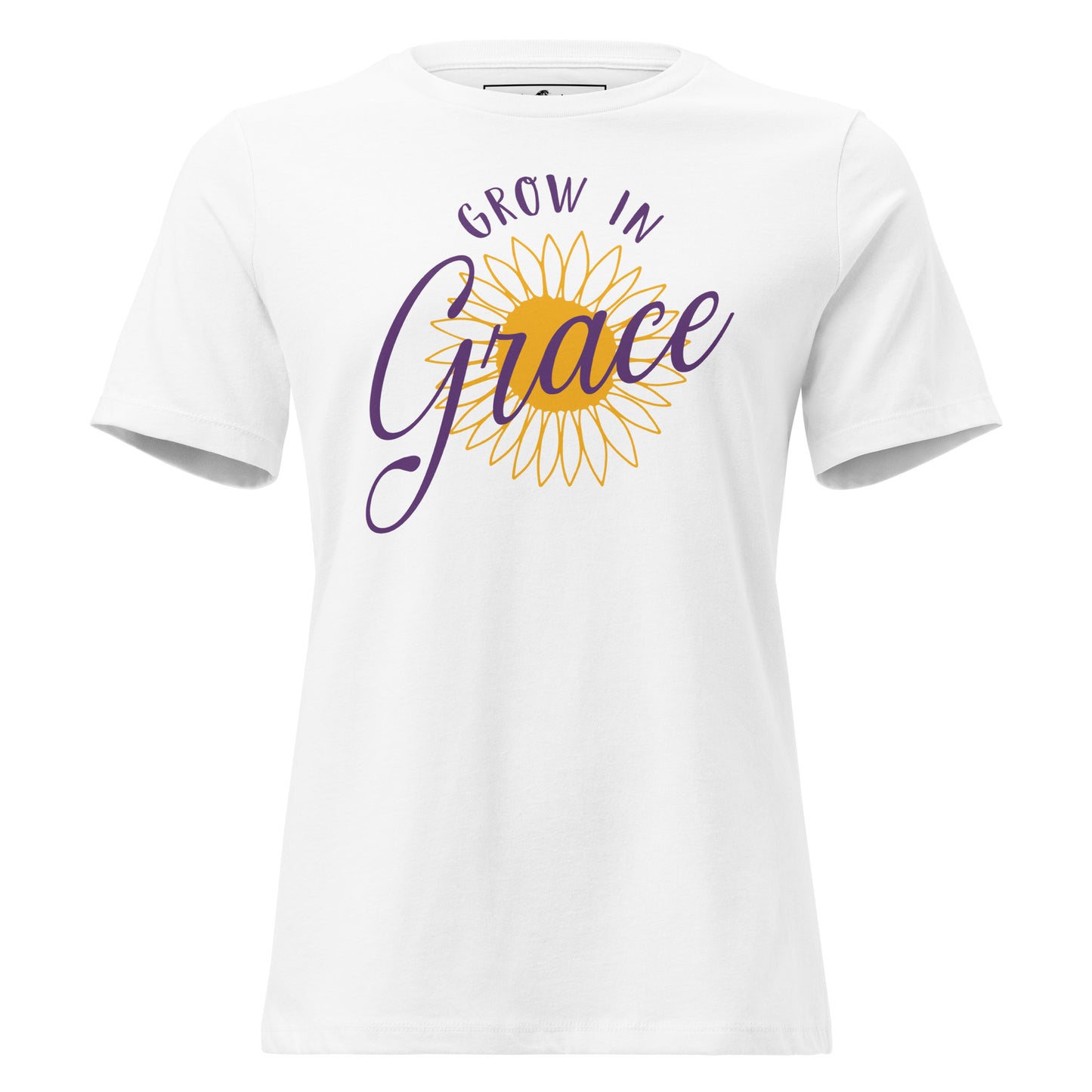 Grow in Grace - Sunflower White Motivational Women’s T-Shirt