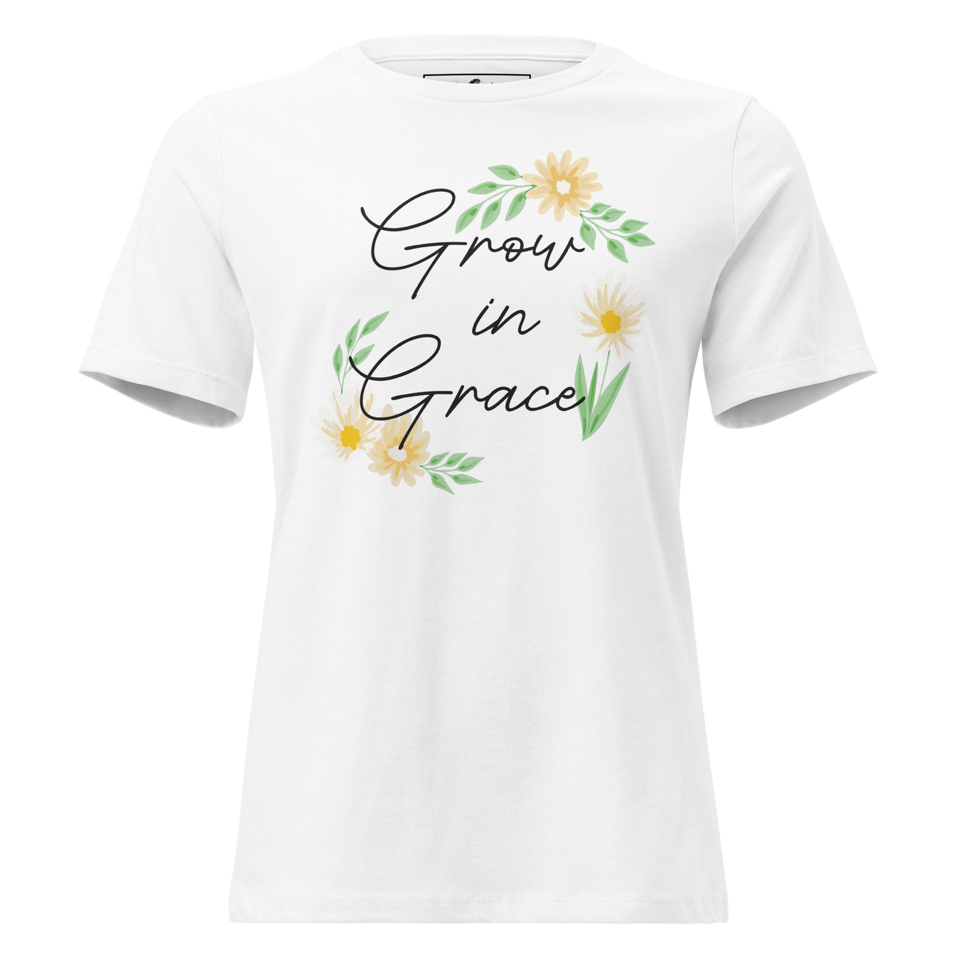Grow in Grace - White Motivational Women’s T-Shirt