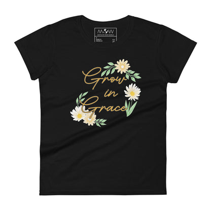 Grow in Grace Women’s Motivational Black T-Shirt
