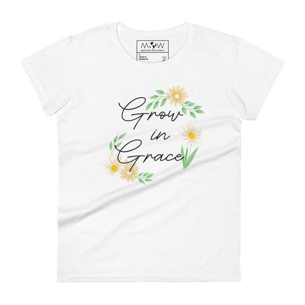 Grow in Grace Women’s Motivational White T-Shirt