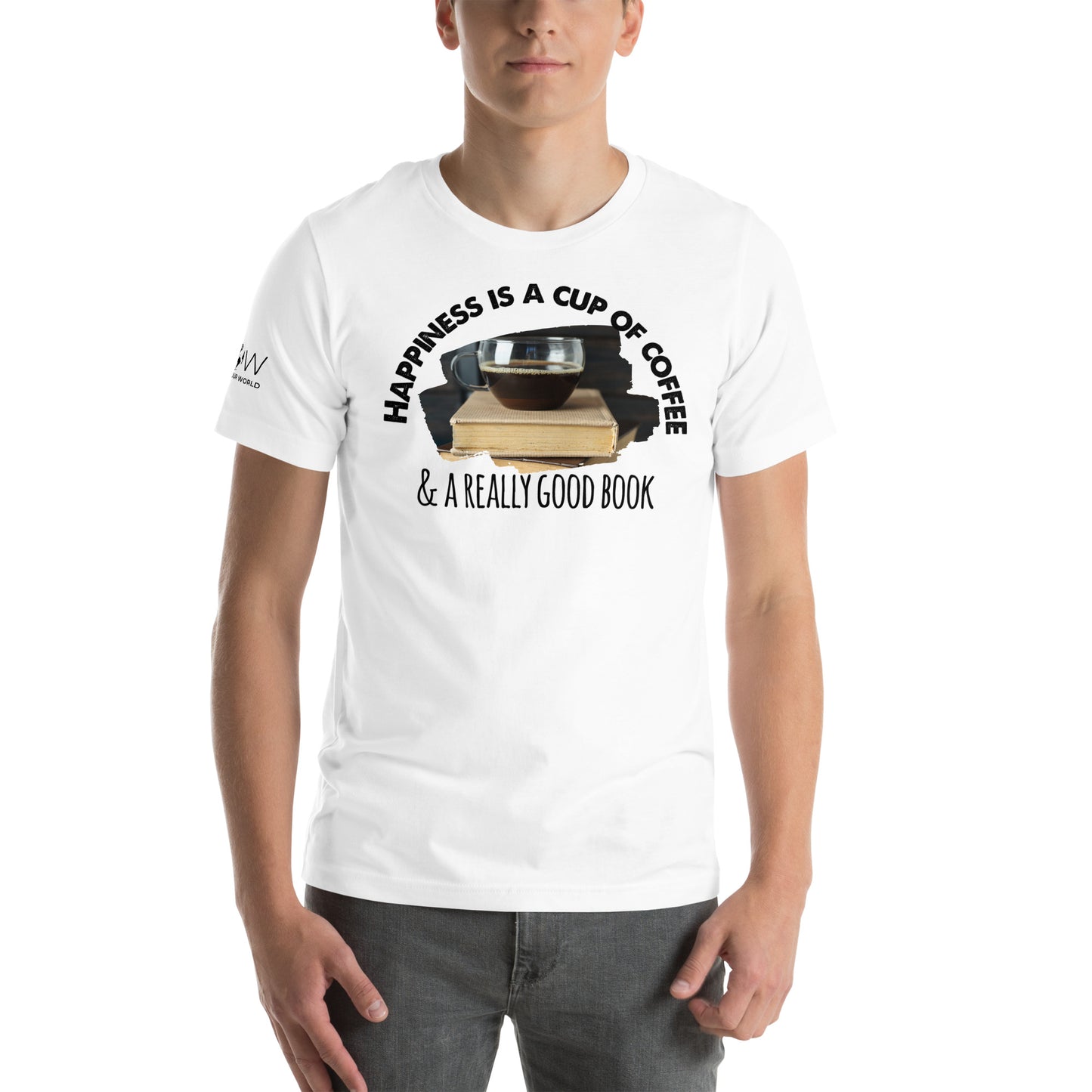 Happiness Is A Cup of Coffee and Books White Motivational Men's T-Shirt