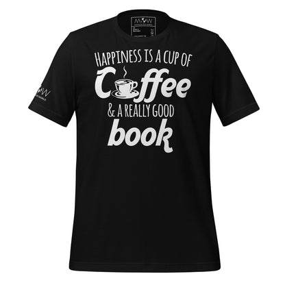 Happiness Is Coffee and Books Black Motivational Men's T-Shirt