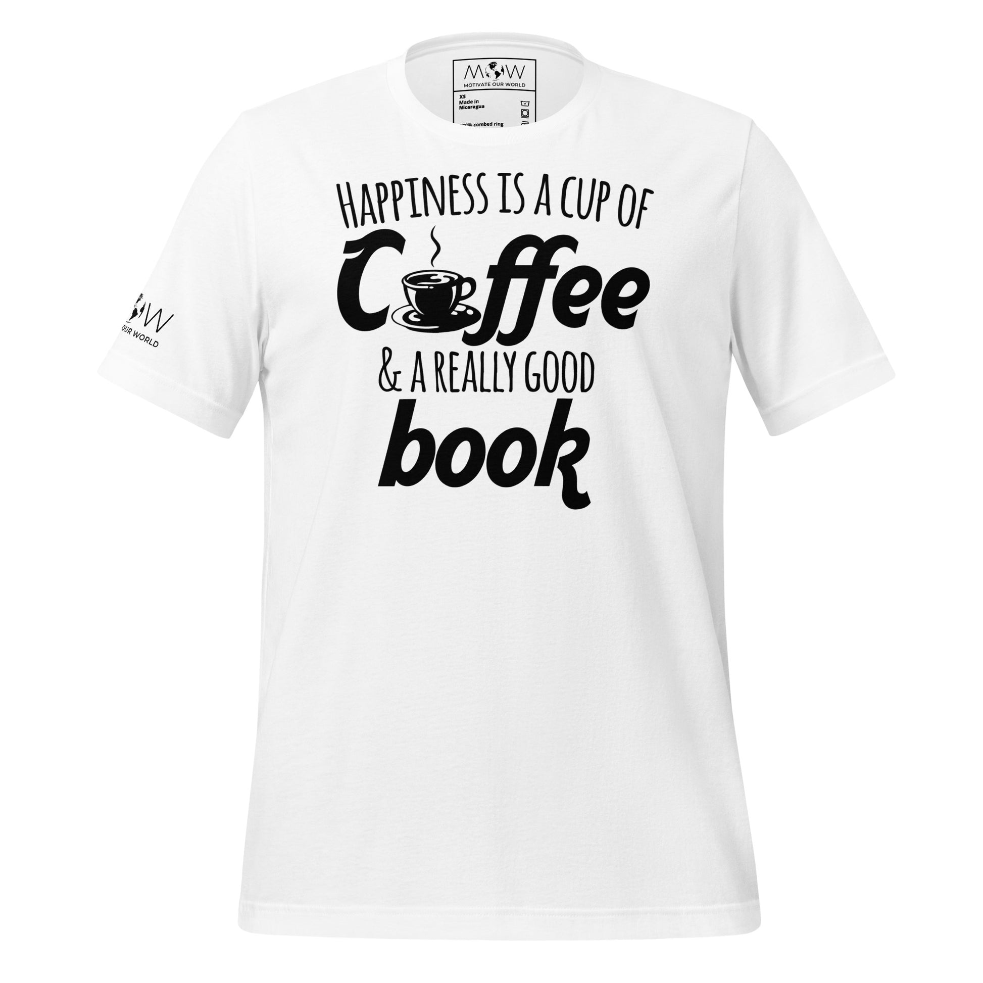 Happiness Is Coffee and Books White Motivational Men's T-Shirt