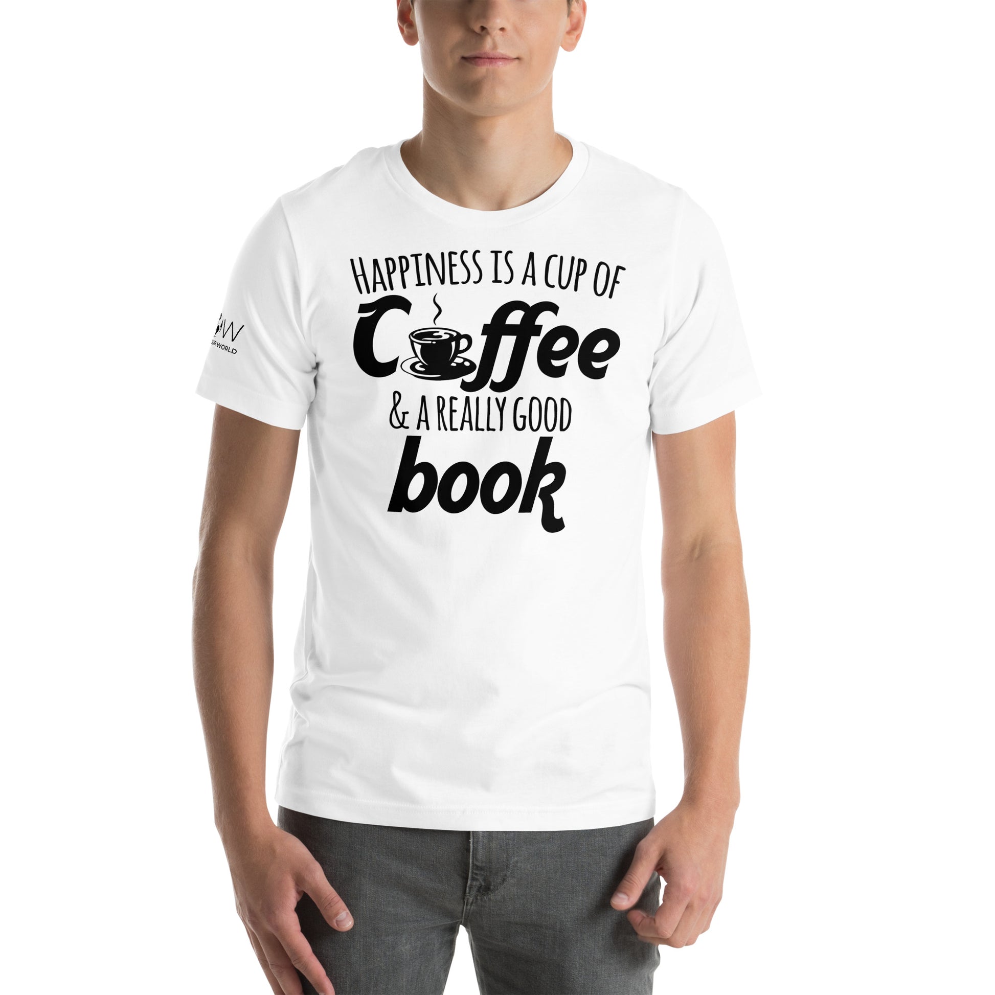 Happiness Is Coffee and Books White Motivational Men's T-Shirt