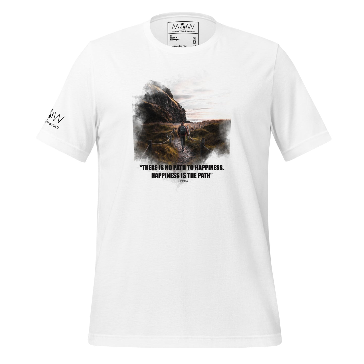 Happiness is the Path (Nature Trail Design) Men's Motivational White T-Shirt