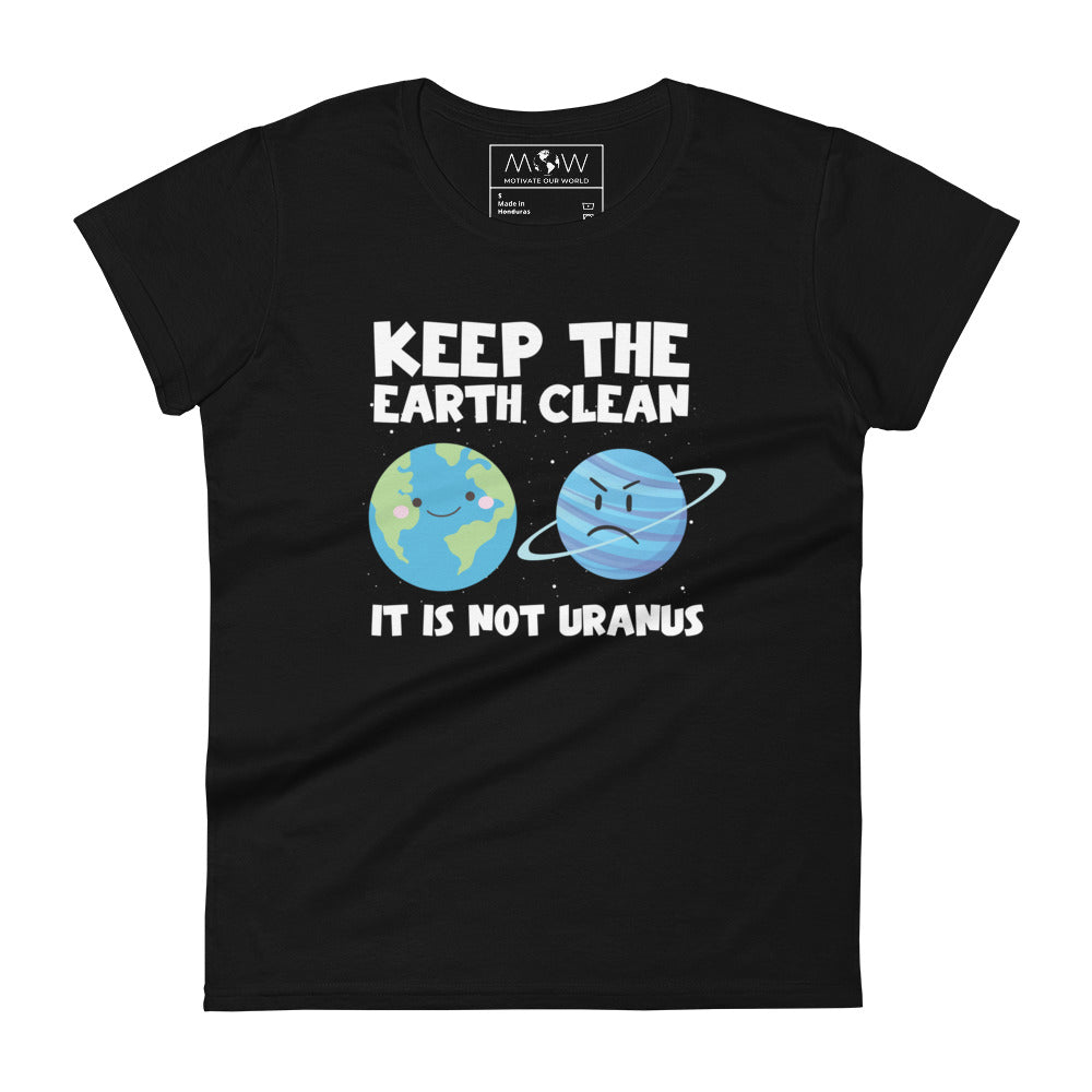 Happy Earth, Grumpy Planet Women’s Motivational Black T-Shirt