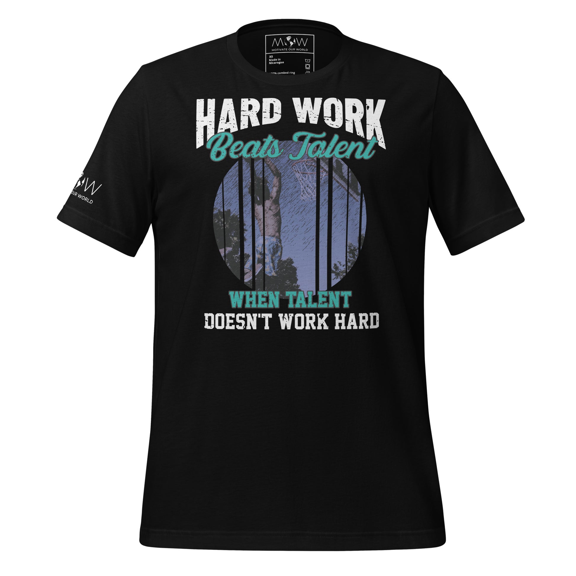 Hard Work Beats Talent Basketball Men's Motivational Black T-Shirt