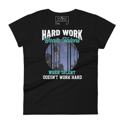 Hard Work Beats Talent Basketball Women’s Motivational Black T-Shirt