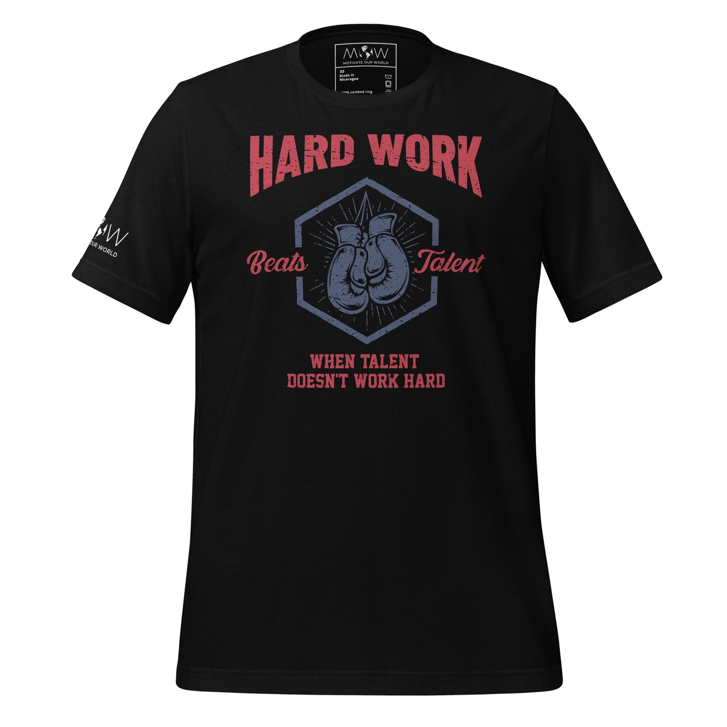 Hard Work Beats Talent Boxing Men's Motivational Black T-Shirt
