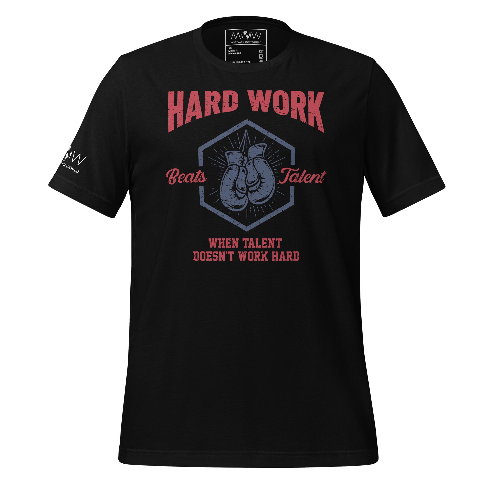 Hard Work Beats Talent Boxing Men's Motivational Black T-Shirt