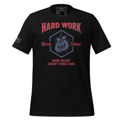 Hard Work Beats Talent Boxing Men's Motivational Black T-Shirt