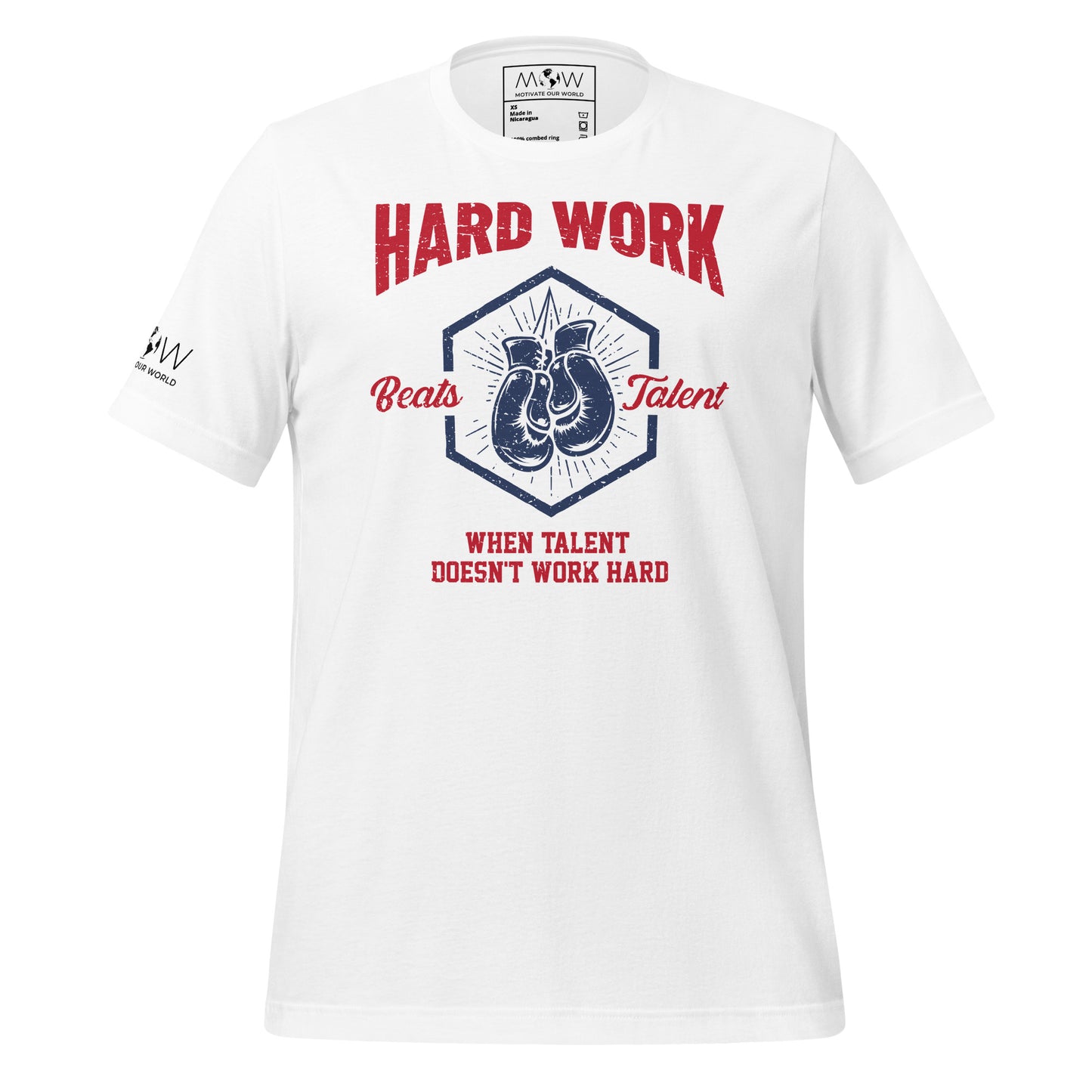 Hard Work Beats Talent Boxing Men's Motivational White T-Shirt
