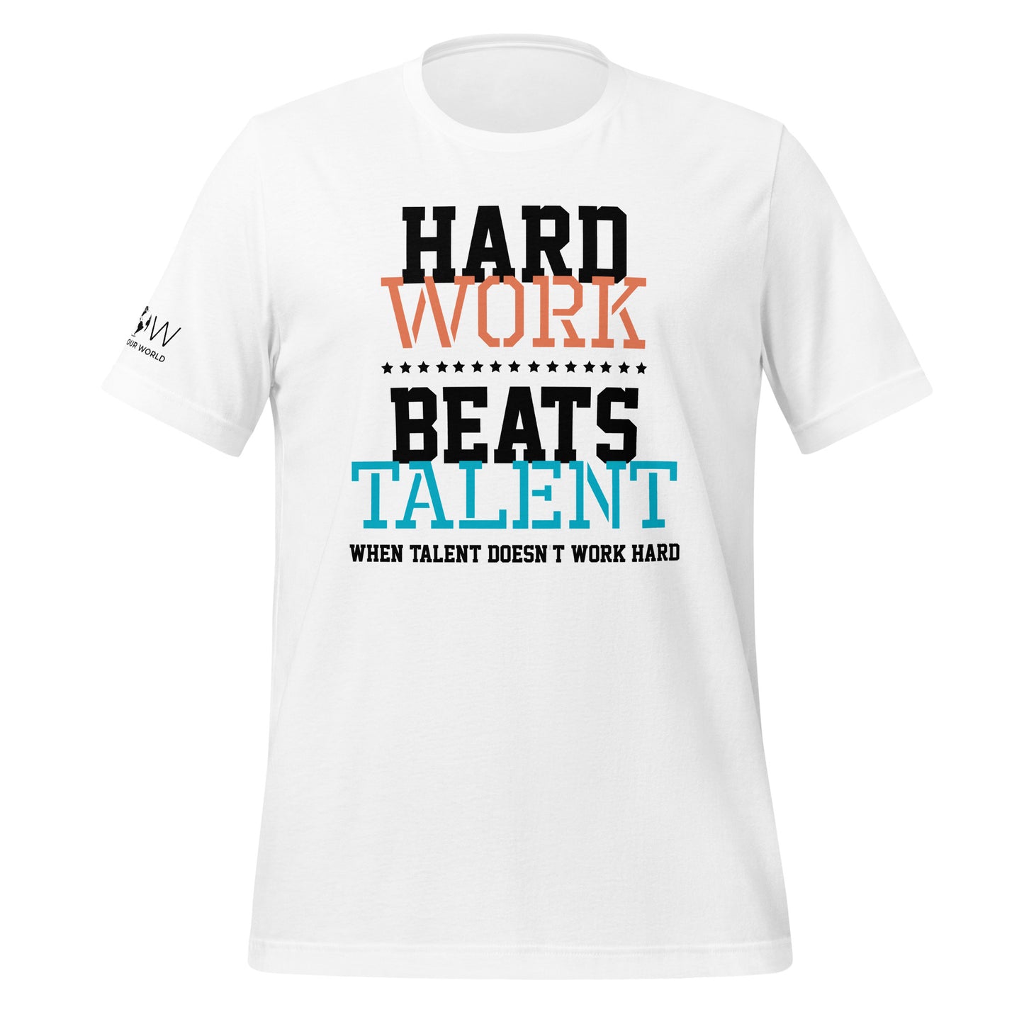 Hard Work Beats Talent Men's Motivational White T-Shirt