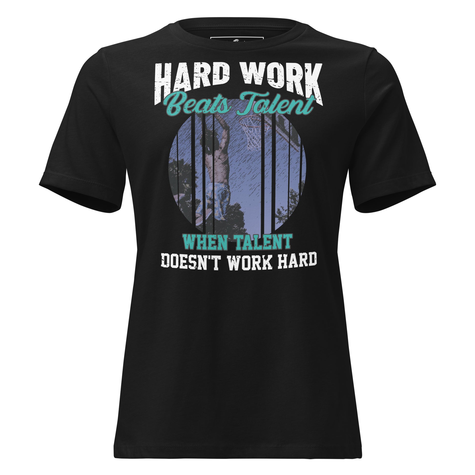 “Hard Work Beats Talent" Street Court Edition Black Motivational Women’s T-Shirt