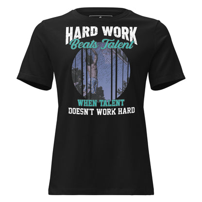 “Hard Work Beats Talent" Street Court Edition Black Motivational Women’s T-Shirt