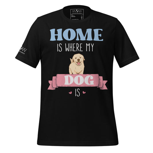 Home Is Where My Dog Is Black Motivational Men's T-Shirt