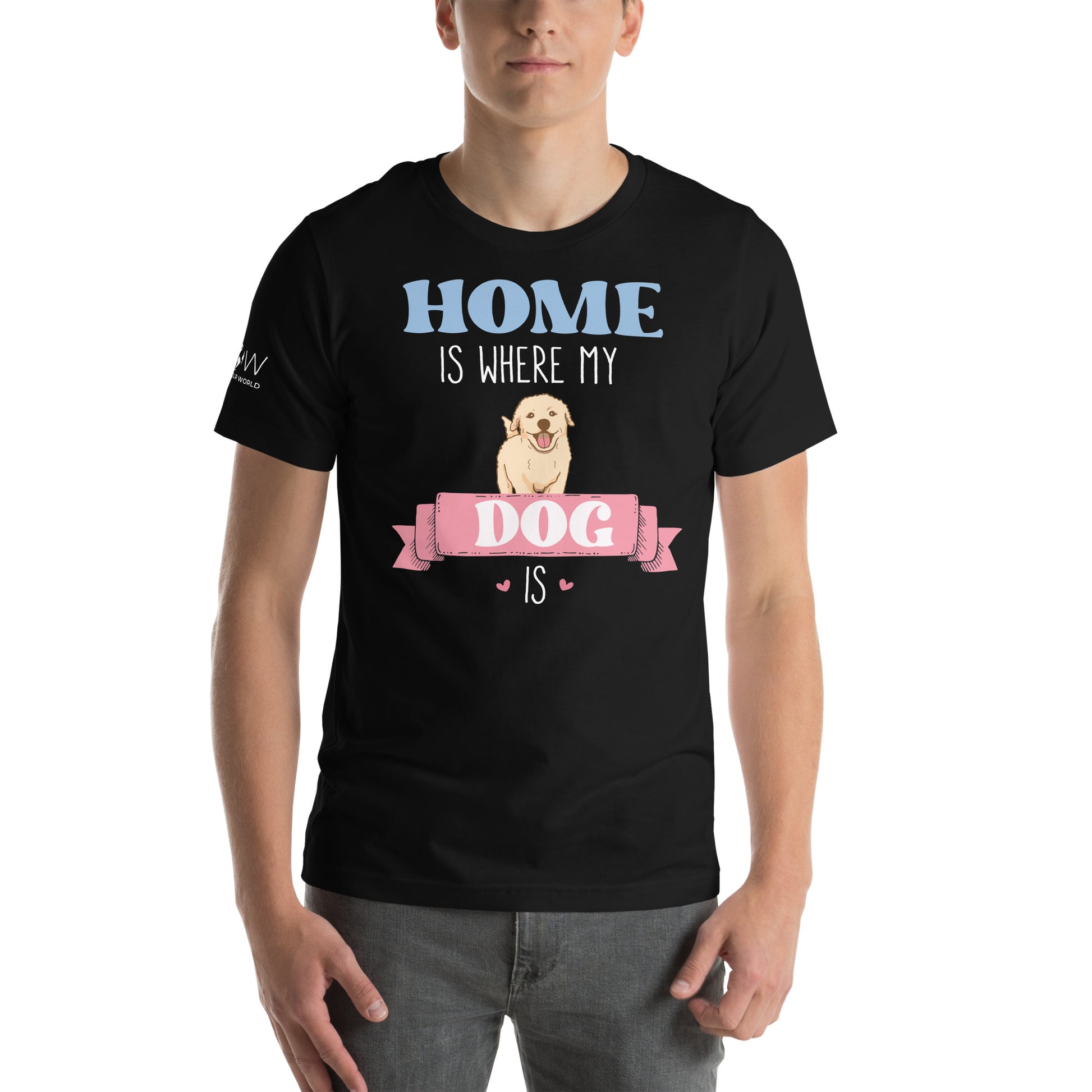 Home Is Where My Dog Is Black Motivational Men's T-Shirt
