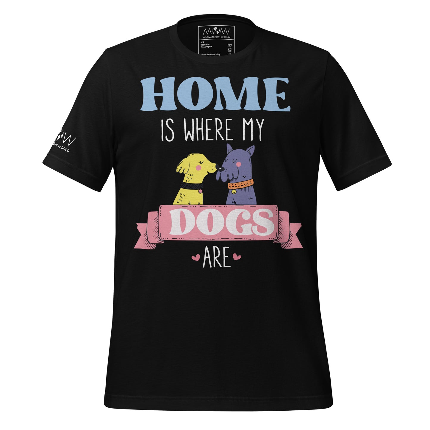 Home Is Where My Dogs Are Black Motivational Men's T-Shirt