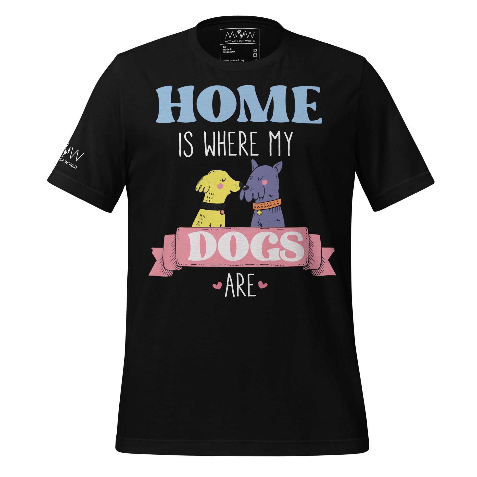 Home Is Where My Dogs Are Black Motivational Men's T-Shirt