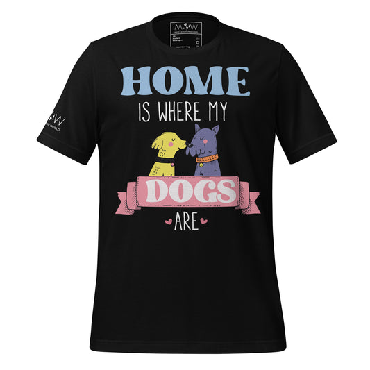 Home Is Where My Dogs Are Black Motivational Men's T-Shirt