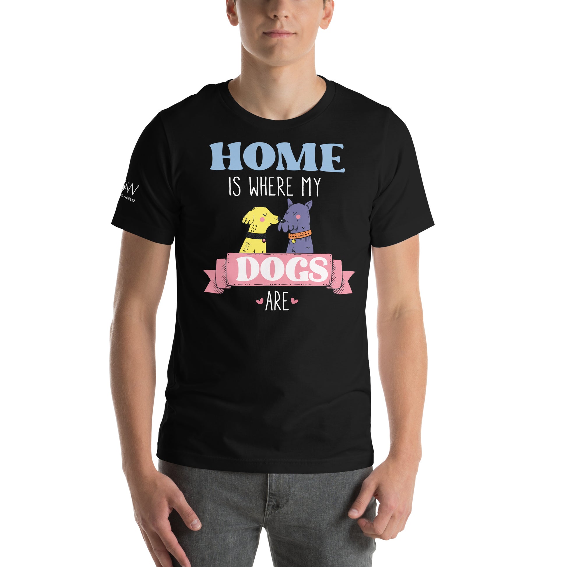 Home Is Where My Dogs Are Black Motivational Men's T-Shirt