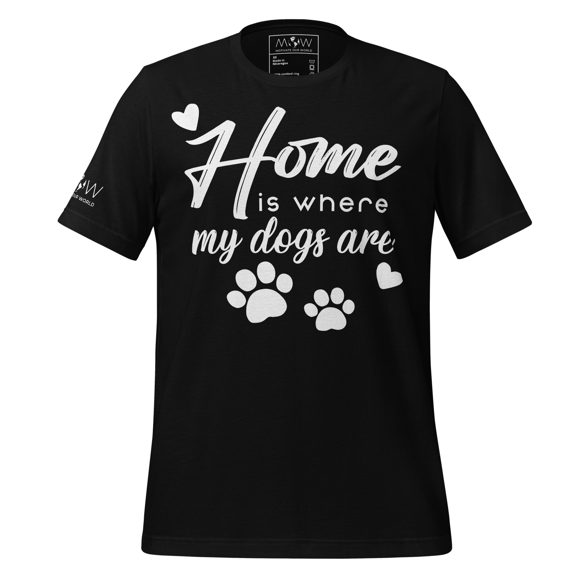 Home Is Where My Dogs Black Motivational Men's T-Shirt