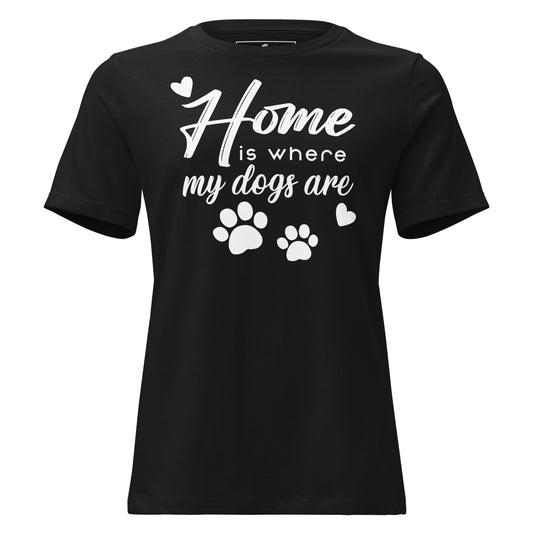 Home Is Where My Dogs Black Motivational Women’s T-Shirt