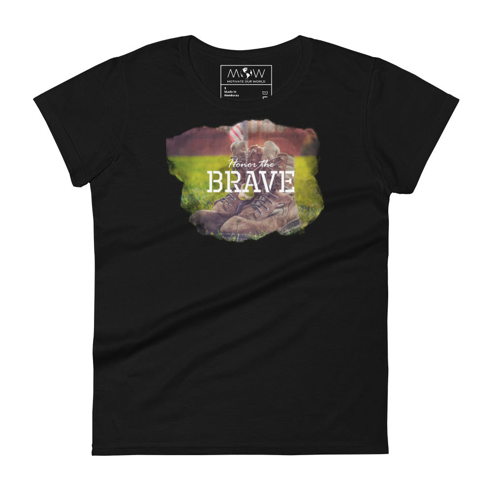 Honor the Brave IV Women’s Motivational Black T-Shirt